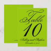 エレガントな結婚式テーブルナンバーカード アップルグリーン インビテーションポストカード (正面/裏面)