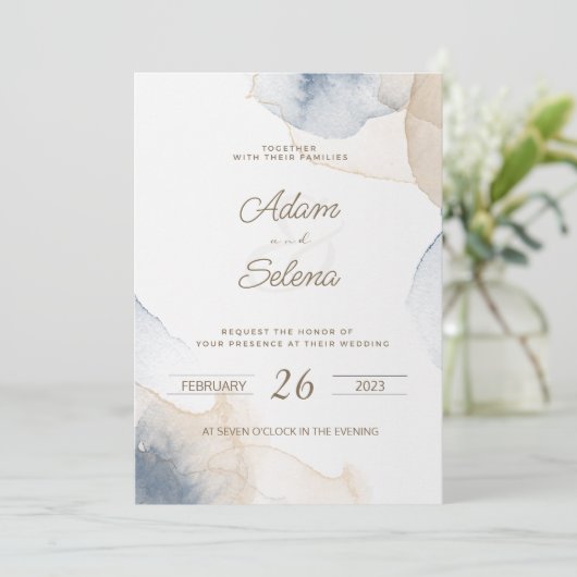 エレガントな結婚式デートの招待状を保存 招待状 (スタンド正面)