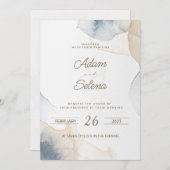 エレガントな結婚式デートの招待状を保存 招待状 (正面/裏面)