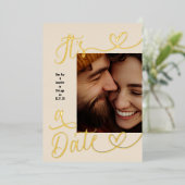 エレガントな結婚式フォトコラージュ ゴールド It's A Date 箔招待状 (立ち正面)