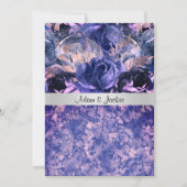 エレガントな結婚式フローラブルーピンクマーブル 招待状 (正面)