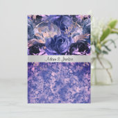 エレガントな結婚式フローラブルーピンクマーブル 招待状 (スタンド正面)