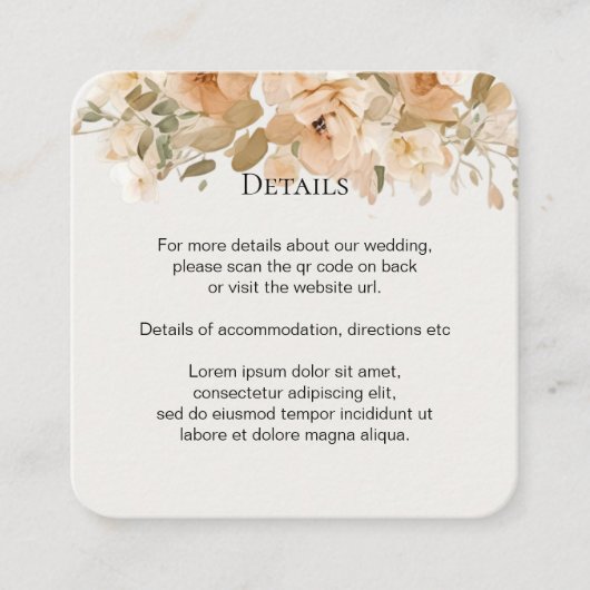 エレガントな結婚式フローラミュート緑と桃 エンクロージャーカード (正面)