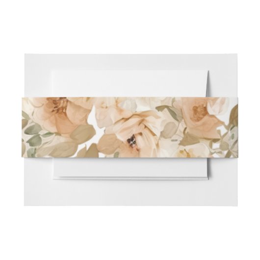 エレガントな結婚式フローラミュート緑と桃 招待状ベリーバンド (正面例)