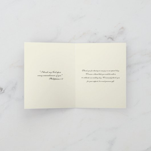 エレガントな結婚式フローラ宗教サンキューカード サンキューカード (内部)