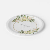 エレガントな結婚式フローラ水色金ゴールドホワイトパーティー ペーパープレート (アングル)