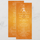 エレガントな結婚式プログラムのロマンチックなパリのオレンジ プログラム (正面/裏面)