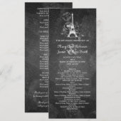 エレガントな結婚式プログラムのロマンチックなパリの黒 プログラム (正面/裏面)