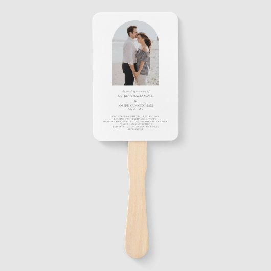 エレガントな結婚式プログラムの写真 ハンドファン (正面)