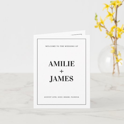 エレガントな結婚式プログラム折り畳まれたミニマル結婚リスト カード (黄色い花)