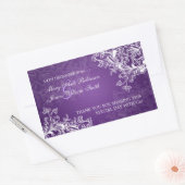 エレガントな結婚式メッセージカードヴィンテージ渦巻き紫 長方形シール (封筒)