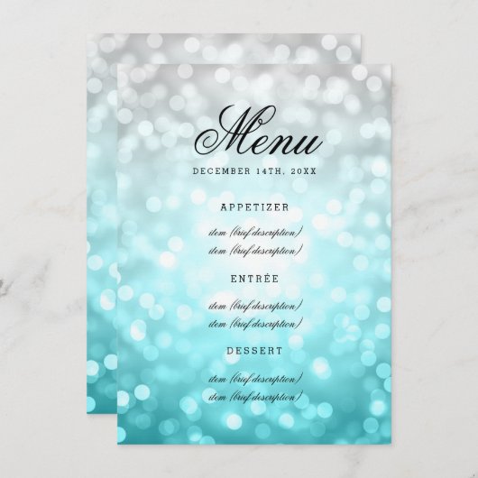 エレガントな結婚式メニュービーチのグラデーションなグリッターライト メニュー (正面/裏面)