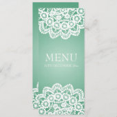 エレガントな結婚式メニューヴィンテージのレースのミントの緑 メニュー (正面/裏面)