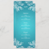 エレガントな結婚式メニューヴィンテージはターコイズ2渦巻きます メニュー (正面/裏面)