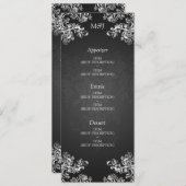 エレガントな結婚式メニューヴィンテージは黒2渦巻きます メニュー (正面/裏面)