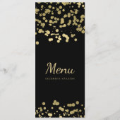 エレガントな結婚式メニュー金ゴールドホイルの紙吹雪 メニュー (裏面)