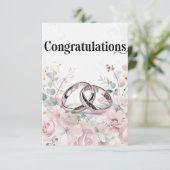 エレガントな結婚式リングや輪とフローラ縁ど カード (スタンド正面)