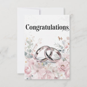 エレガントな結婚式リングや輪とフローラ縁ど カード