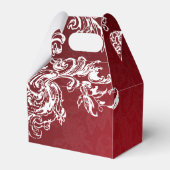 エレガントな結婚式ヴィンテージ渦巻き2赤 フェイバーボックス (裏面サイド)