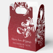 エレガントな結婚式ヴィンテージ渦巻き2赤 フェイバーボックス (オープン)