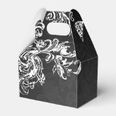 エレガントな結婚式ヴィンテージ渦巻き2黒 フェイバーボックス (裏面サイド)
