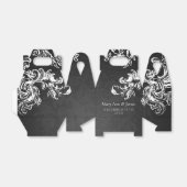 エレガントな結婚式ヴィンテージ渦巻き2黒 フェイバーボックス (折り畳みなし)