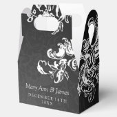 エレガントな結婚式ヴィンテージ渦巻き2黒 フェイバーボックス (オープン)