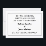 エレガントな結婚式中止のお知らせカード 招待状<br><div class="desc">エレガントな結婚式中止のお知らせカード</div>