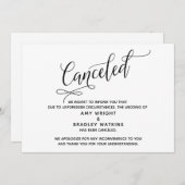 エレガントな結婚式中止のお詫びカード 招待状 (正面/裏面)