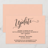 エレガントな結婚式中止 ライトサーモン色のお知らせ 招待状 (正面/裏面)