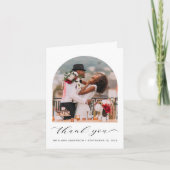 エレガントな結婚式写真アーチ型フレームサンキューカード サンキューカード (正面)
