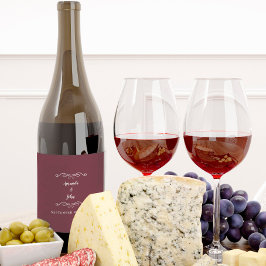 エレガントな結婚式名日付の書道ブルゴーニュ ワインラベル