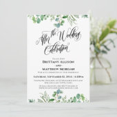 エレガントな結婚式後のお祝い ユーカリ 招待状 (スタンド正面)
