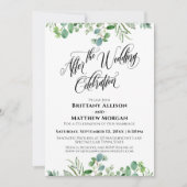 エレガントな結婚式後の祝賀会のユーカリ 招待状 (正面)