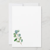 エレガントな結婚式後の祝賀会のユーカリ 招待状 (裏面)