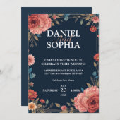 エレガントな結婚式招待状のデザイン - 愛を祝う 招待状 (正面/裏面)