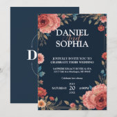 エレガントな結婚式招待状のデザイン - 愛を祝おう 招待状 (正面/裏面)