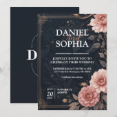 エレガントな結婚式招待状のデザイン 招待状 (正面/裏面)