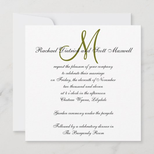 エレガントな結婚式招待状のモノグラムの名前 招待状 (裏面)