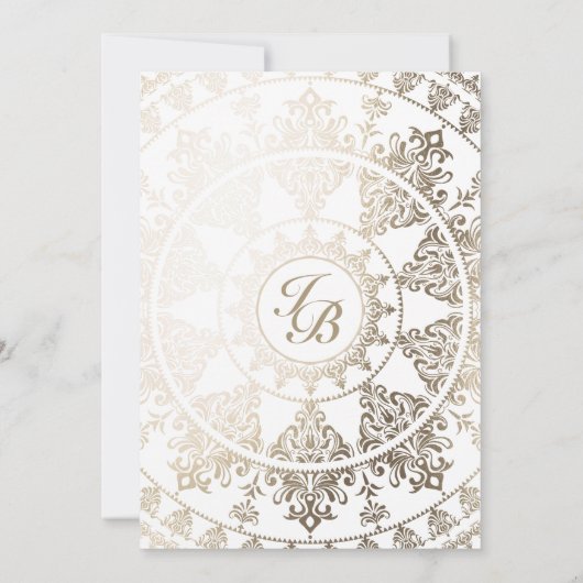 エレガントな結婚式招待状の金ゴールドホイルの曼荼羅 招待状 (裏面)