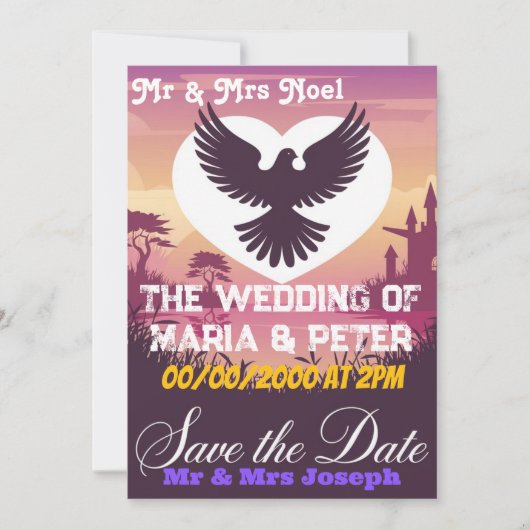 エレガントな結婚式招待状カード(ハート形) 招待状 (正面)