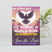 エレガントな結婚式招待状カード(ハート形) 招待状 (スタンド正面)