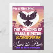 エレガントな結婚式招待状カード(ハート形) 招待状 (正面/裏面)