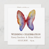 エレガントな結婚式招待状蝶芸術 招待状 (正面/裏面)