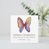 エレガントな結婚式招待状蝶芸術 招待状 (スタンド正面)