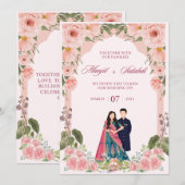 エレガントな結婚式招待状：あなたの完璧な日のスター 招待状 (正面/裏面)