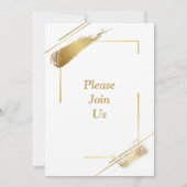 エレガントな結婚式招待状, シンプルなゴールド 招待状 (裏面)
