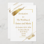 エレガントな結婚式招待状, シンプルなゴールド 招待状 (正面/裏面)
