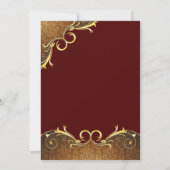 エレガントな結婚式招待状, バーガンディ/ゴールドのスクロール 招待状 (裏面)