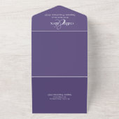 エレガントな結婚式招待状、パープルオールインワン オールインワン招待状 (外側)